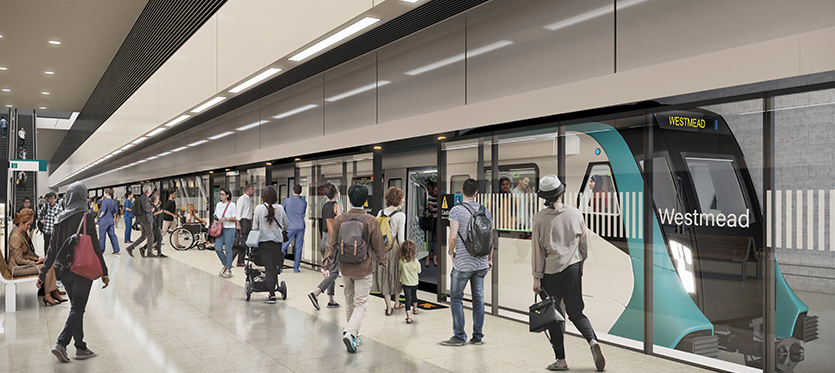 Artist impression of Westmead metro station. Source: Sydney Metro.