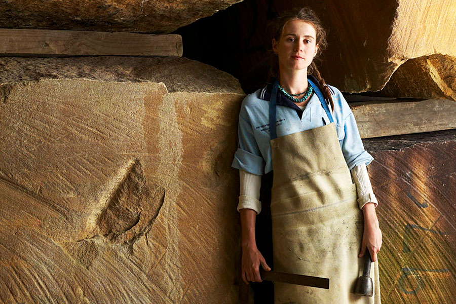 Stonemason Katie Hicks. Credit: Anson Smart for the 2008 Sydney Magazine article ‘Traders of the Lost Arts’ by Geraldine O’Brien