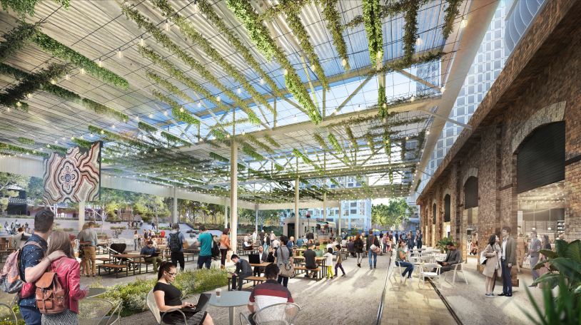 Artist’s impression of new events and open space. Image credit: Transport for NSW