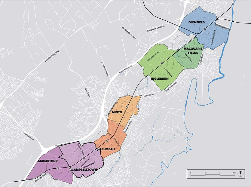 Map showcasing locations within the Greater Macarthur Growth Area.