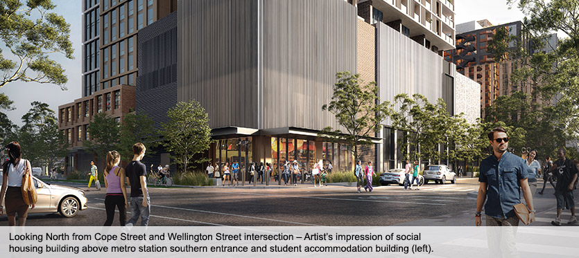 Artist's impression of Waterloo Metro Quarter: Looking southwest from Cope Street plaza