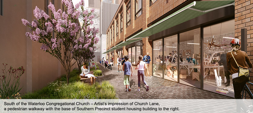 Artist's impression of Waterloo Metro Quarter: South of the Waterloo Congregational Church