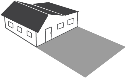Diagram showing Example 2 - One storey building 50% of site, floor area 500m2