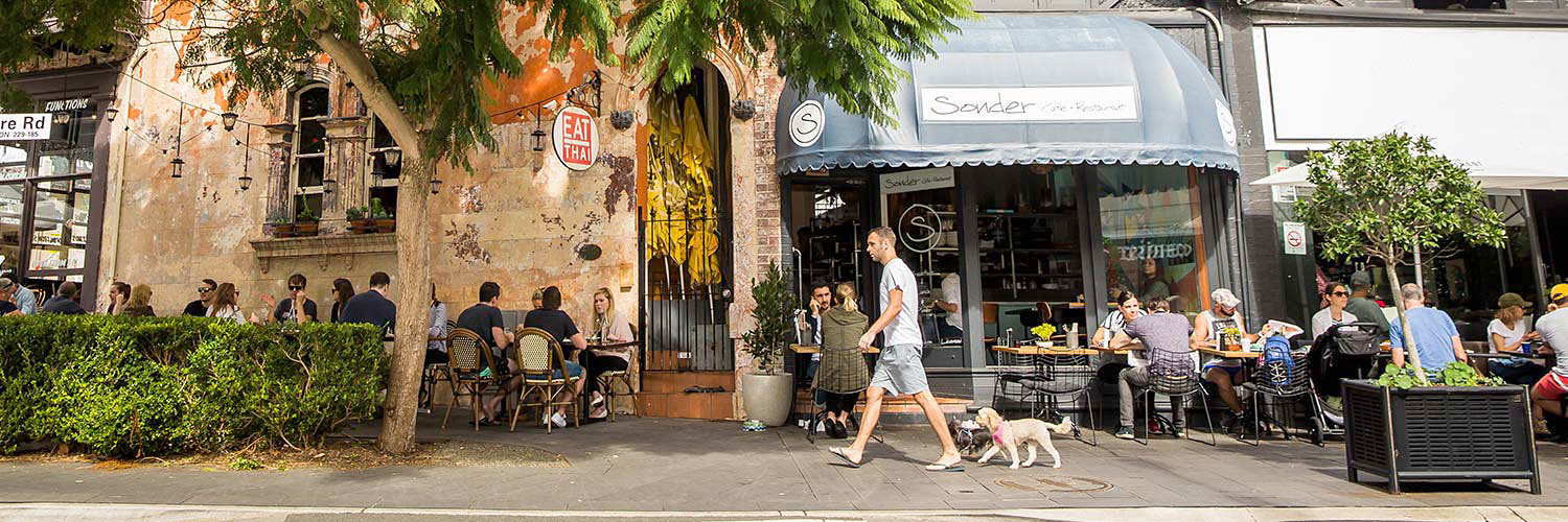 Cafes and restaurants lining the Five Ways, Paddington. Credit: Destination NSW