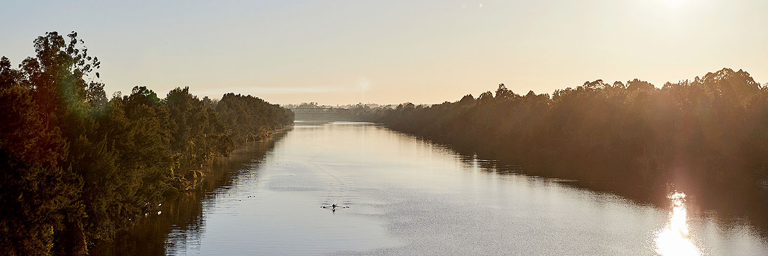 Sun rising over the Nepean River, Penrith in Western Sydney. Credit: Destination NSW
