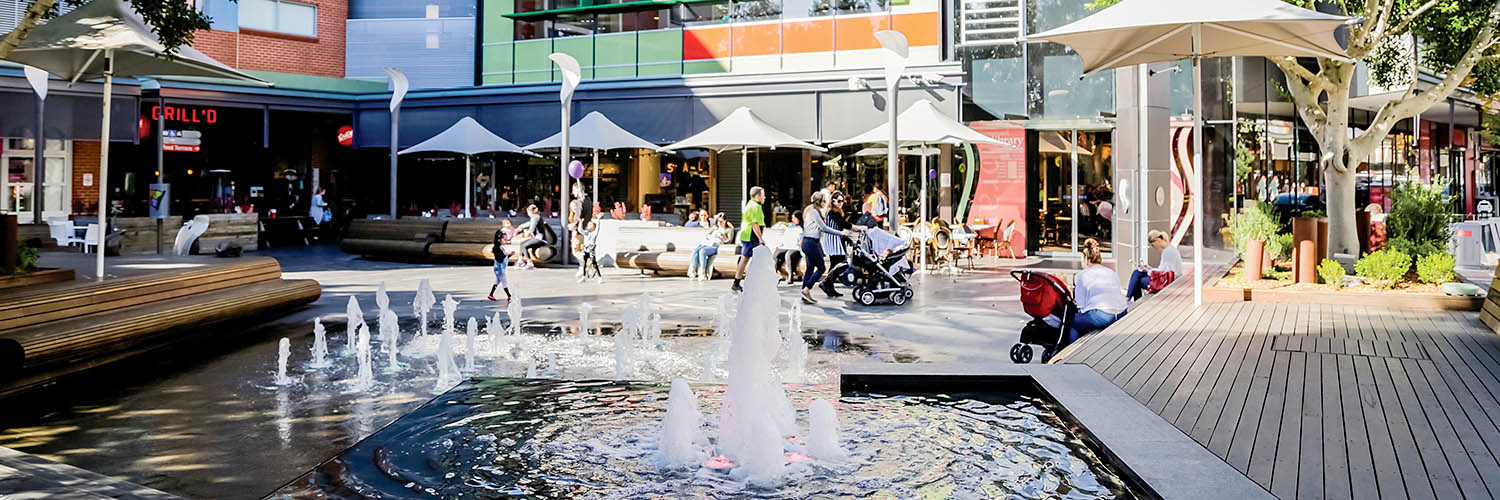 Fountain at Rouse Hill Town Centre, Sydney. Credit: NSW Department of Planning and Environment / Salty Dingo
