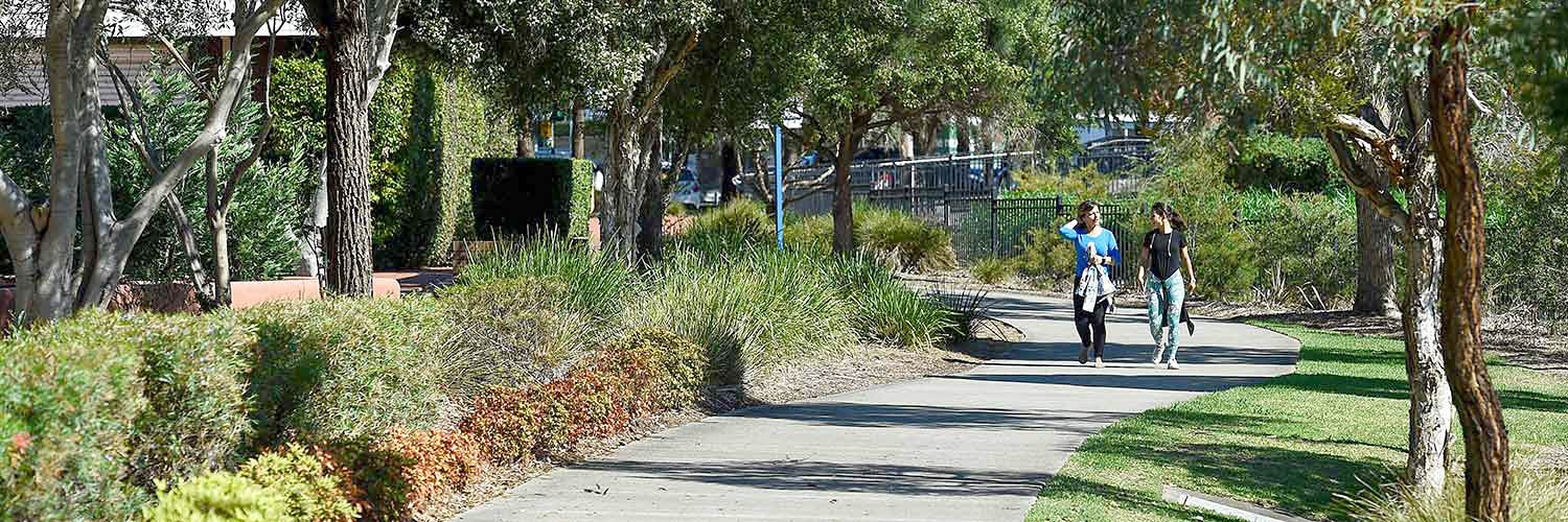 Female friends walking in park area at Salt Pan Creek reserve in Riverwood, South Sydney NSW. Credit: NSW Department of Planning and Environment / Adam Hollingworth