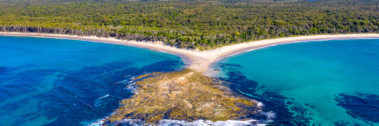 Aerial shots of Shark Bay coastline, Bundjalung National Park. Credit: Jessica Robertson/DPE