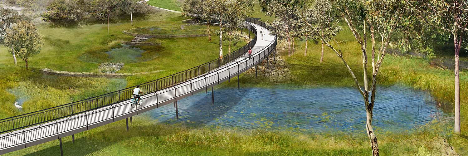 Artist's impression of a new cycleway and walkway.