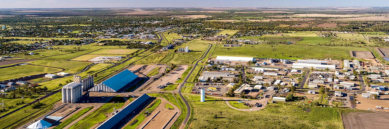Aerial view of Moree community and infrastructure.
