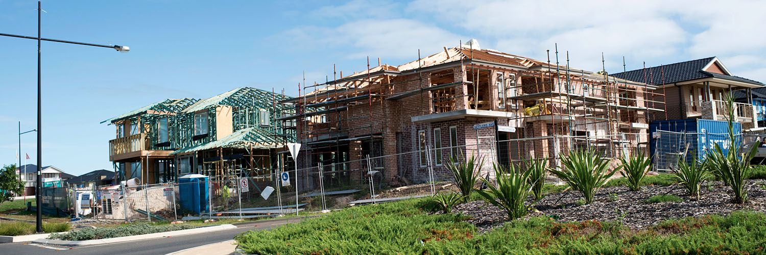 New housing under construction. Stonecutters Ridge, Sydney, NSW. Credit: NSW Department of Planning and Environment / Heath Bennett