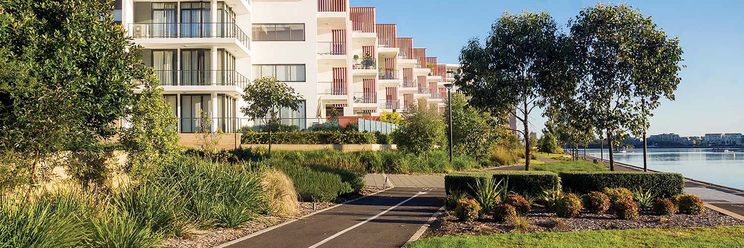 Residential housing near the water.