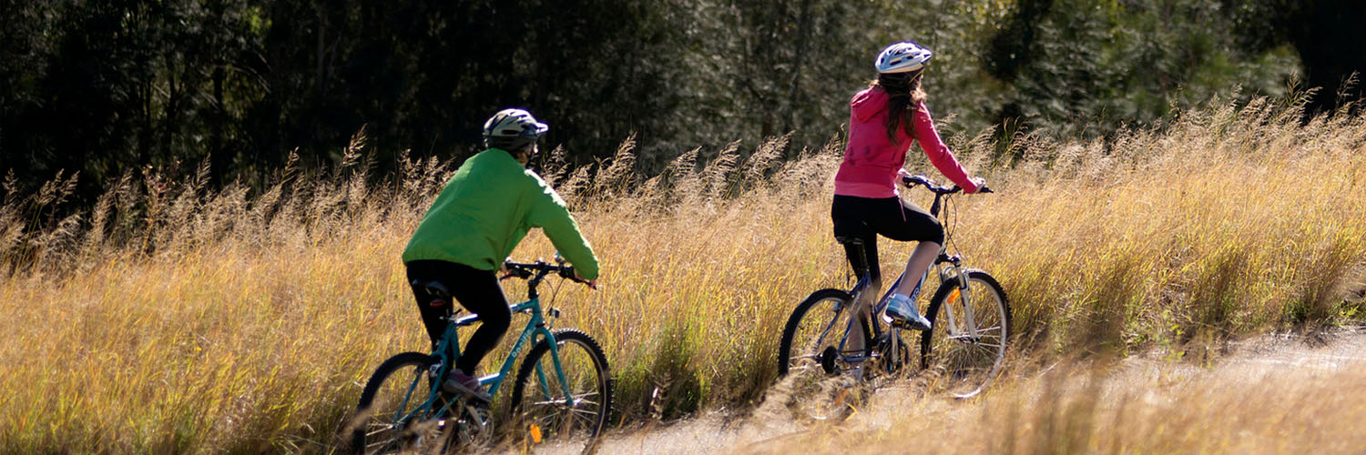 Cyclists in Millennium Parklands. Wentworth Point, NSW. Credit: NSW Department of Planning and Environment / Don Fuchs