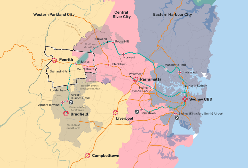 Image of the Greater Penrith to Eastern Creek 6 cities area map