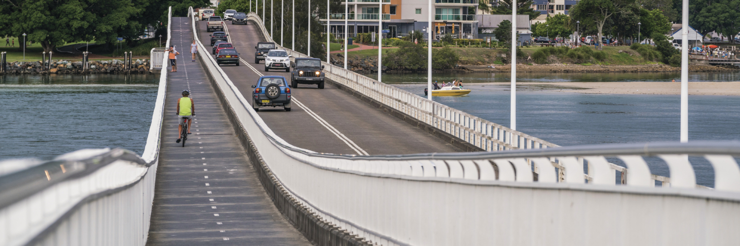 Wallis Lake Bridge that connects Forster and Tuncurry. Tuncurry, NSW. Credit: NSW Department of Planning and Environment / Jaime Plaza Van Roon