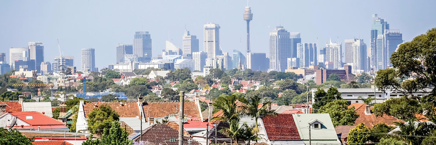 View over the residential area of Marrickville with Sydney's skyline. Marrickville, Sydney, NSW. Credit: NSW Department of Planning and Environment / Salty Dingo