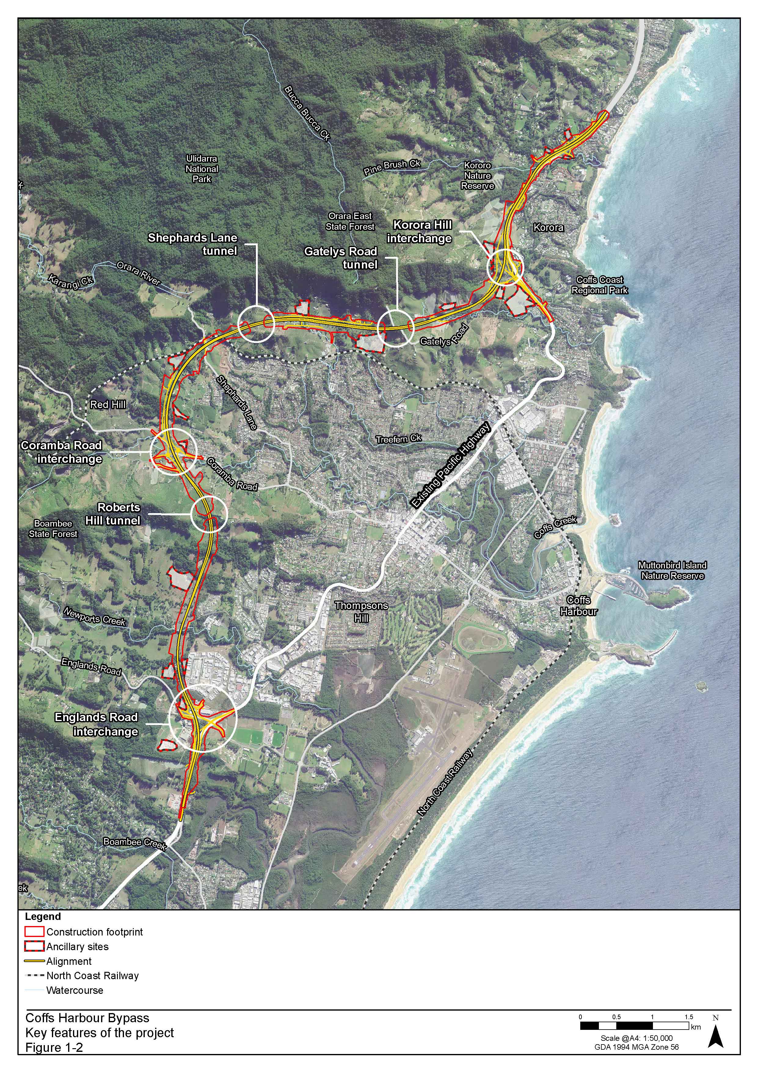 Large map of Coffs Harbour Bypass - Source: Transport for NSW