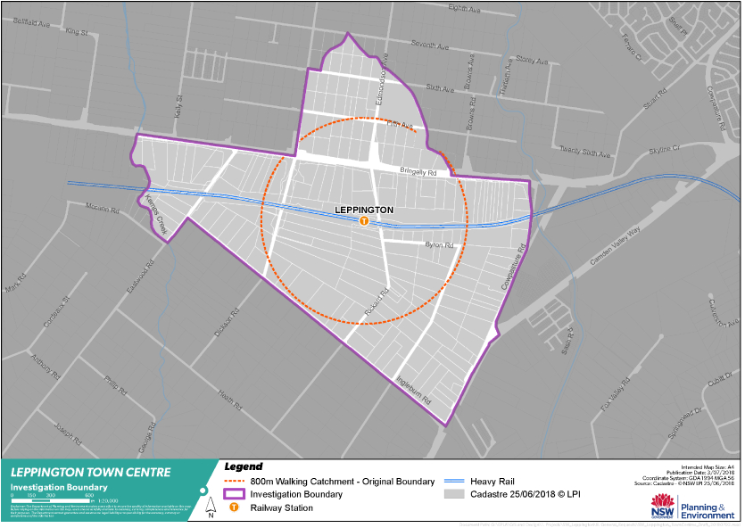 Leppington Town Centre Investigation Boundary map
