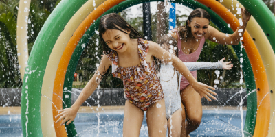 Girl playing in a water park.