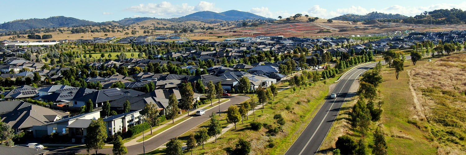 Aerial view of Glenrock Drive, Googong NSW.