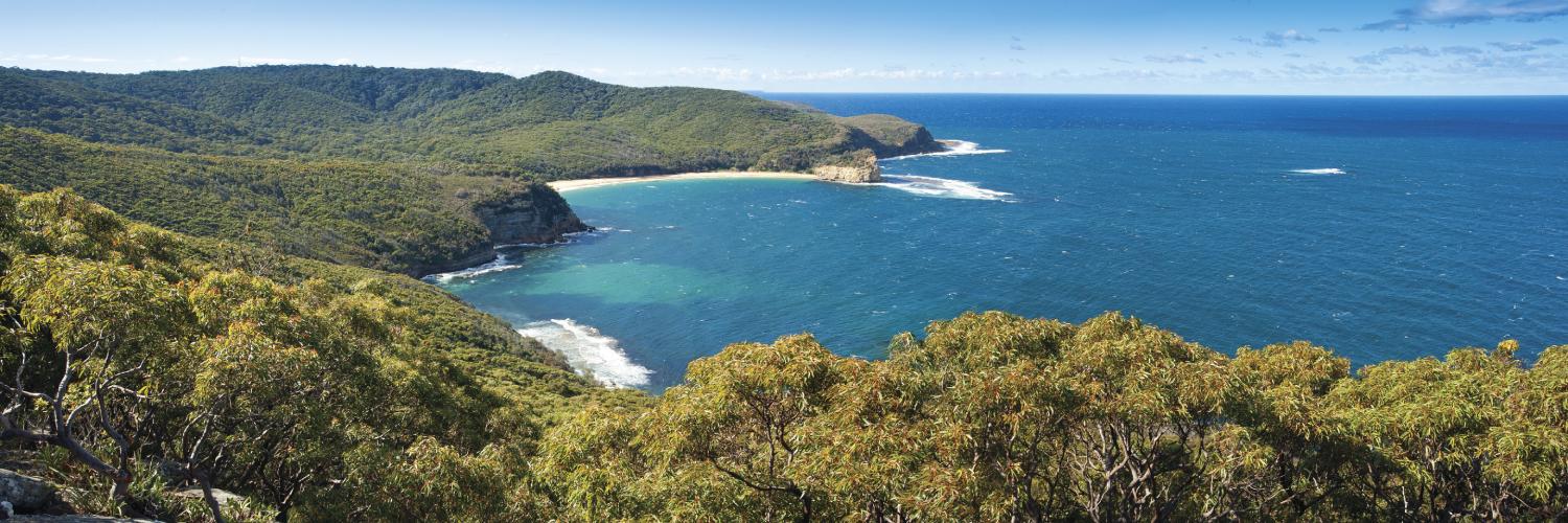 View onto Maitland Bay from Gerrin Point Lookout, Bouddi National Park near Woy Woy, NSW. Credit: NSW Department of Planning and Environment / Don Fuchs