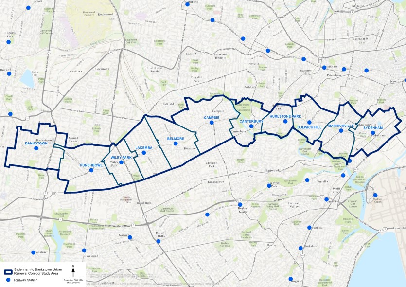 Sydenham to Bankstown Urban Renewal Corridor Study Area Map