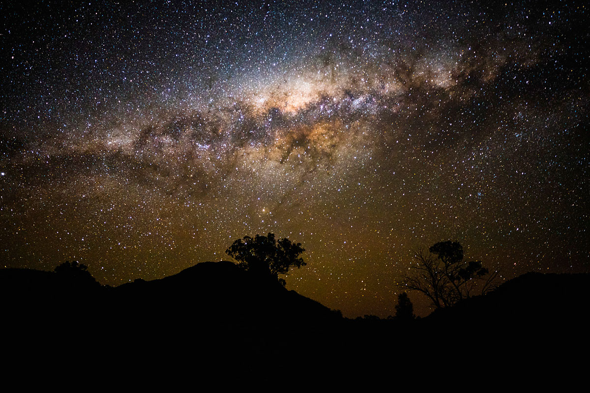 The night sky filled with bright stars over the dark sky park in the Warrumbungles. Credit: Destination NSW