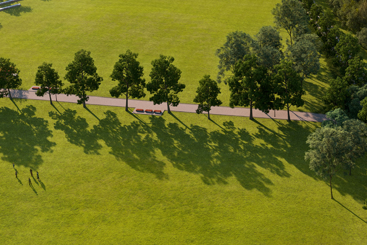 Aerial view of George Kendall Riverside Park, Ermington.