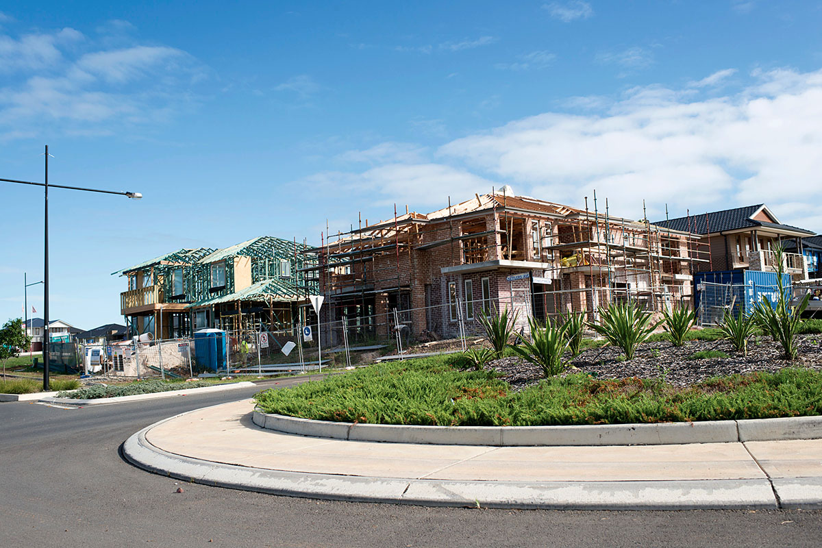 New housing under construction. Stonecutters Ridge, Sydney, NSW. Credit: NSW Department of Planning and Environment / Heath Bennett