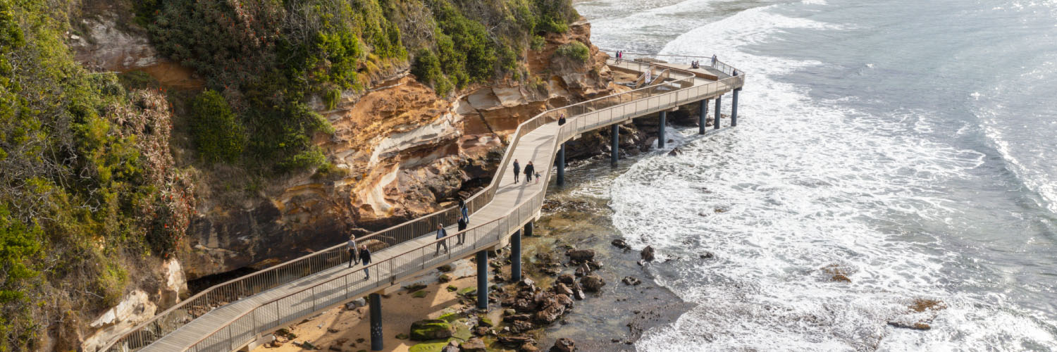 Aerial view of Terrigal boardwalk.