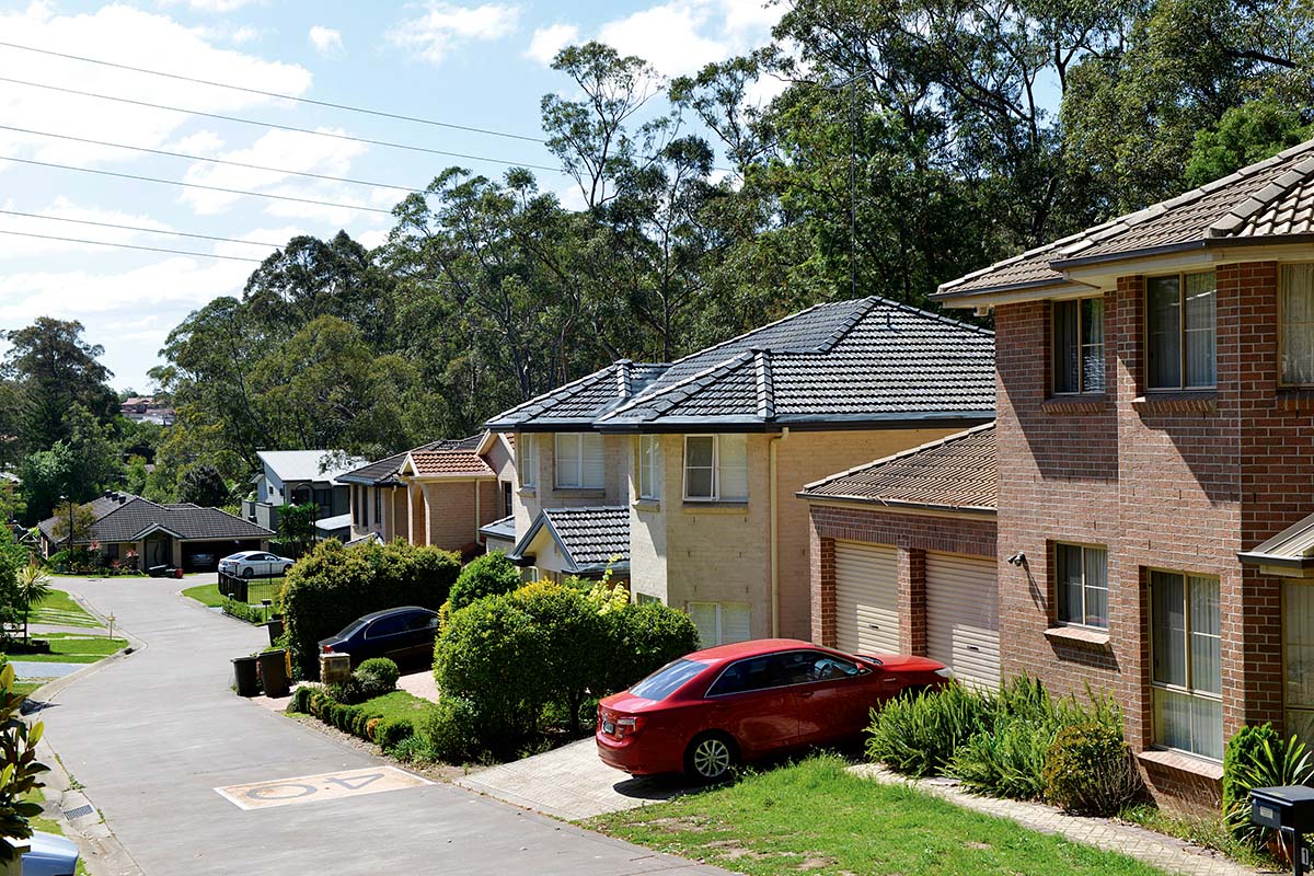 Large double-storey homes in a residential street in Cherrybrook, North West Sydney NSW. Credit: NSW Department of Planning and Environment / Adam Hollingworth