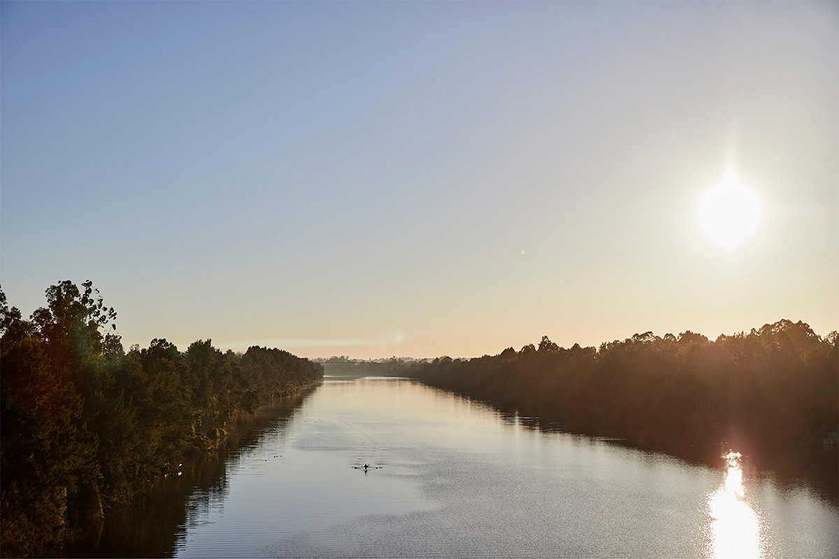 Sun rising over the Nepean River, Penrith in Western Sydney. Credit: Destination NSW