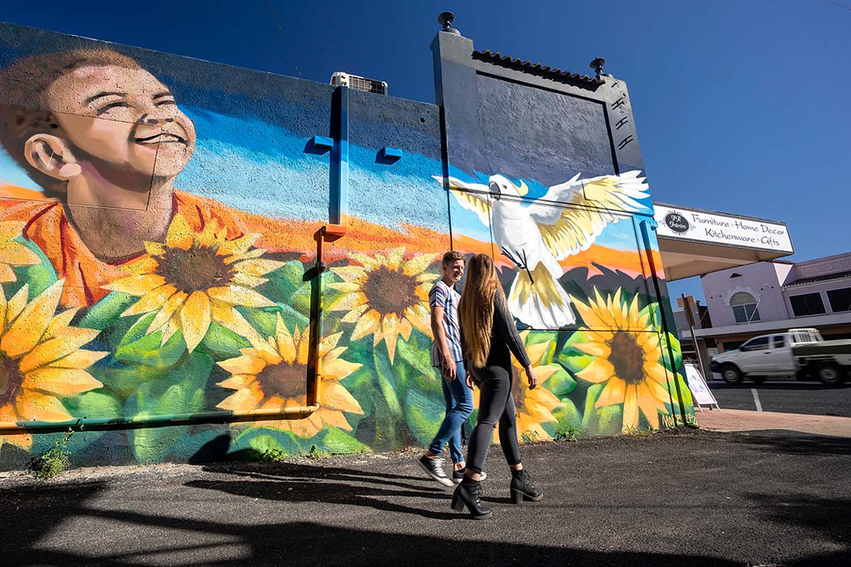 Mural on a local store located on Heber Street in Moree. Credit: Destination NSW