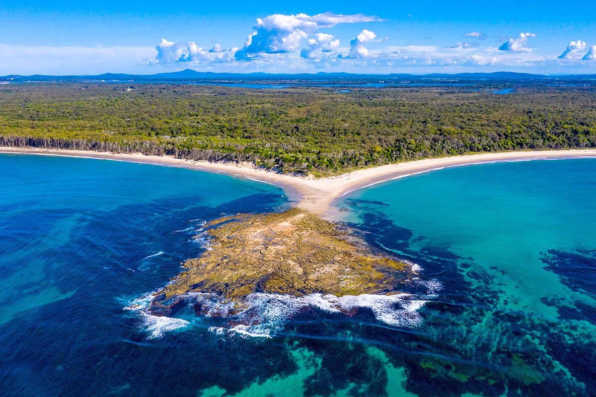 Aerial shots of Shark Bay coastline, Bundjalung National Park. Credit: Jessica Robertson/DPE