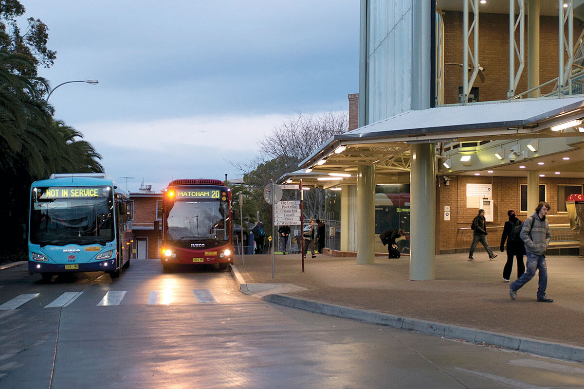 Outside of Gosford train station. Gosford, NSW. Credit: NSW Department of Planning and Environment / Don Fuchs