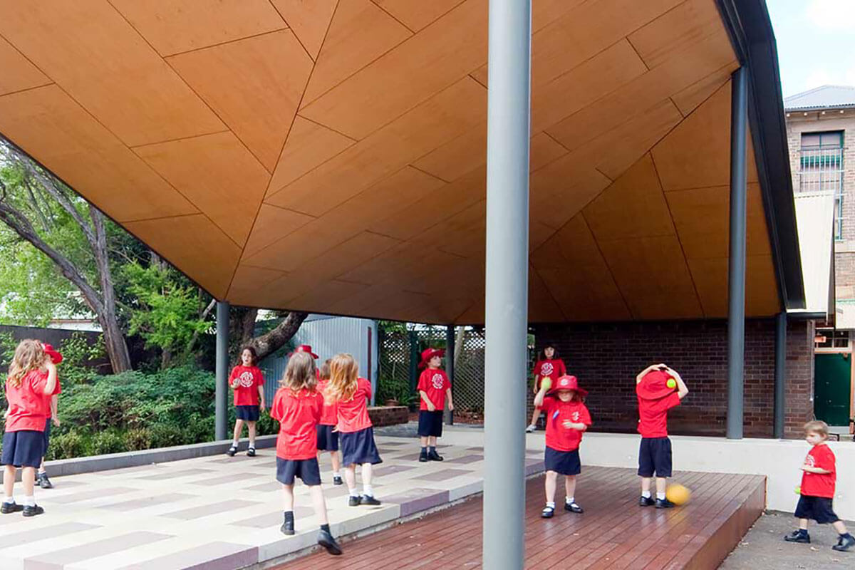 Students playing at Australia Street Infants School. Credit: Government Architect NSW