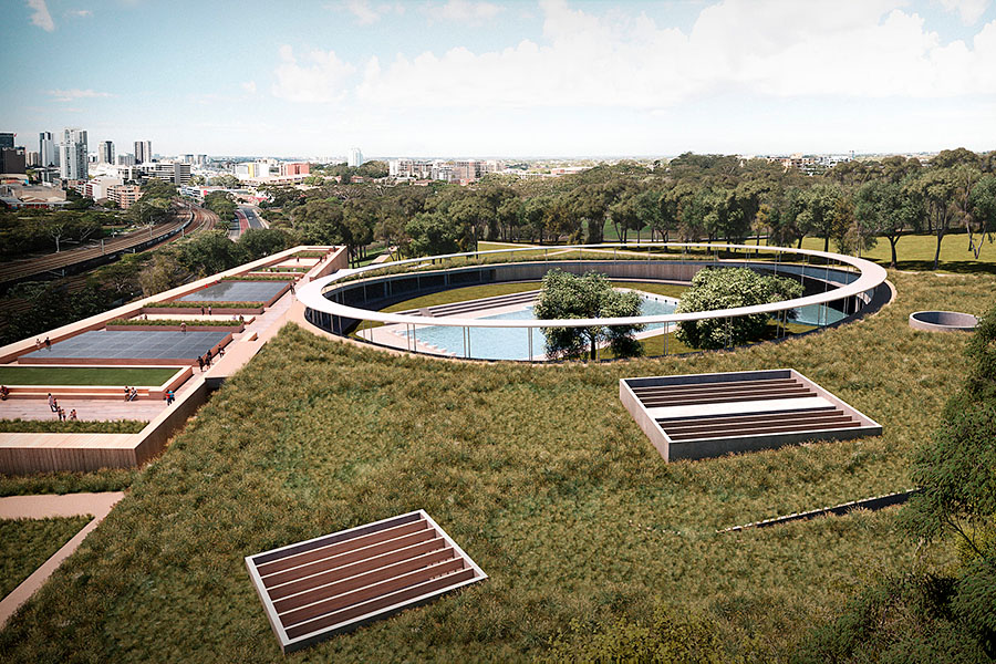 Designed by Grimshaw Architects, Andrew Burges Architects and McGregor Coxall, Parramatta Aquatic Centre has many features. Credit: Peter Bennetts, courtesy Grimshaw and ABA