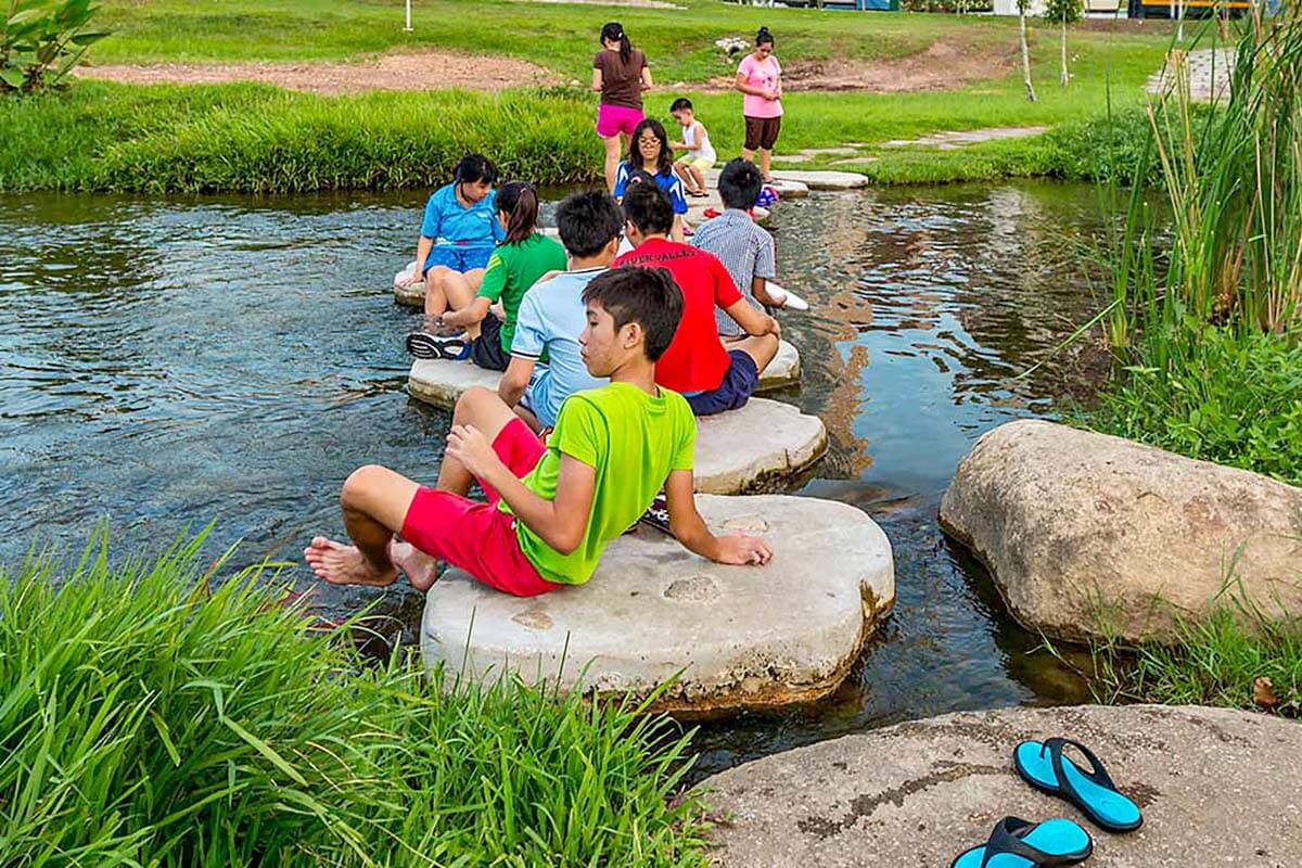 Bishan Park is an inspiring example of how a city park can function as both ecological and social infrastructure. Credit: Ramboll Studio Dreiseitl Singapore