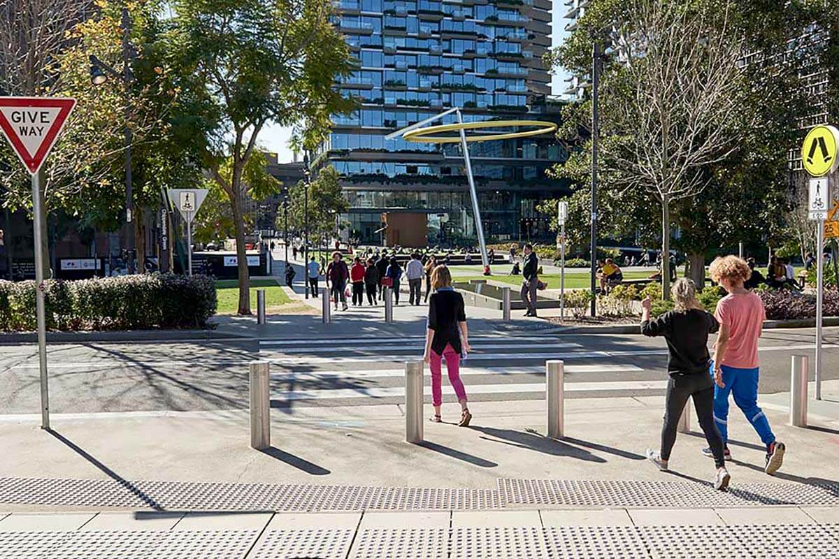 Central Park is close to the city’s major transport hub and two large universities, on the border of Broadway and Chippendale. Credit: Government Architect NSW