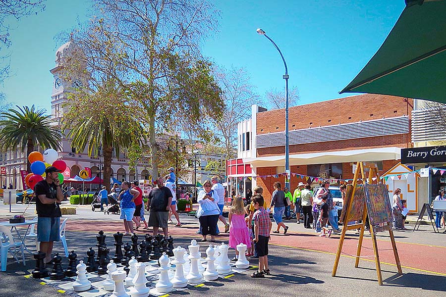 Testing design options: The street was closed for the day and the road surface painted to resemble the design options. Credit: Genevieve Harrison