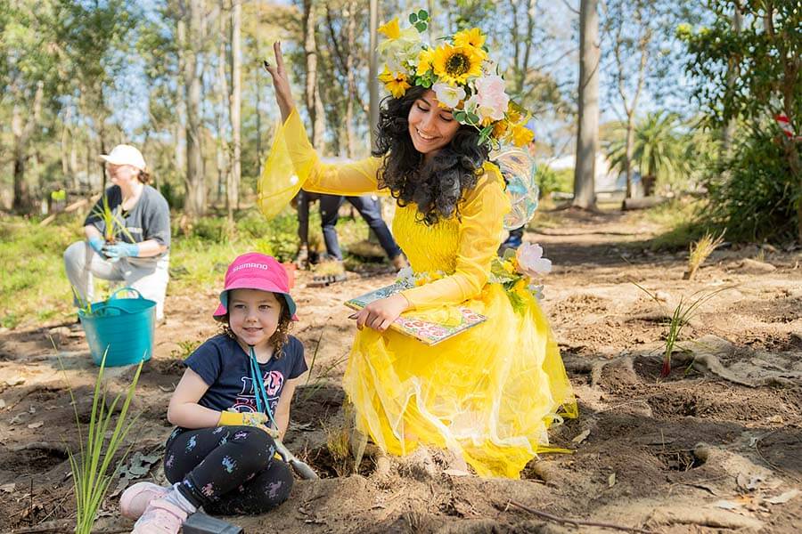 People getting involved in a community bushcare program. Credit: The Enchanted Trove