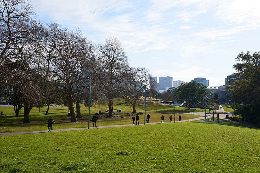 Better for people: With the public pool as its centrepiece, Prince Alfred Park is now a well-used green open space. Credit: GANSW