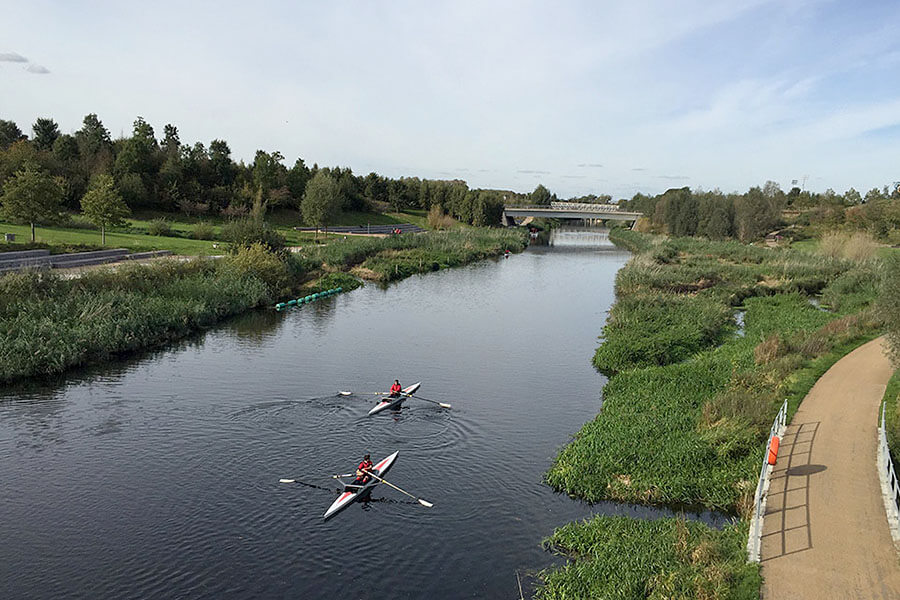 Connectivity: The renewed River Lea is framed by a network of riverfront walks, paths, bridges, meadows, and fields. Credit: Libby Gallagher