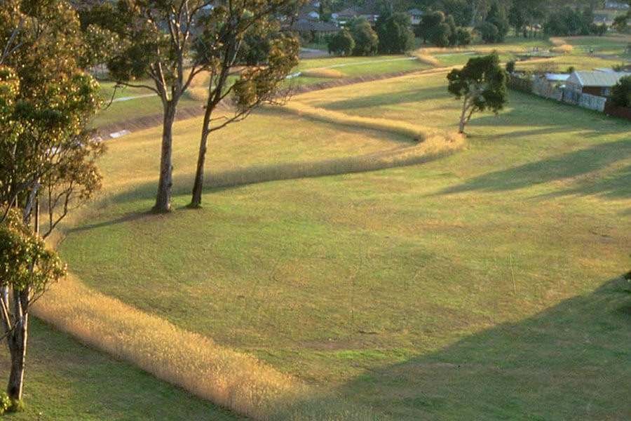 Participation: The original creek line was planted as a strip of rye grass by local community group Bonnyrigg Skillshare. Credit: Ian Hobbs