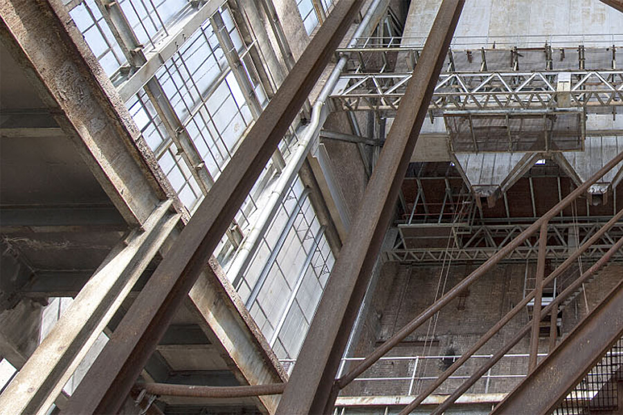 Steel structure of the heritage-listed White Bay Power Station located at Robert Street, Rozelle.