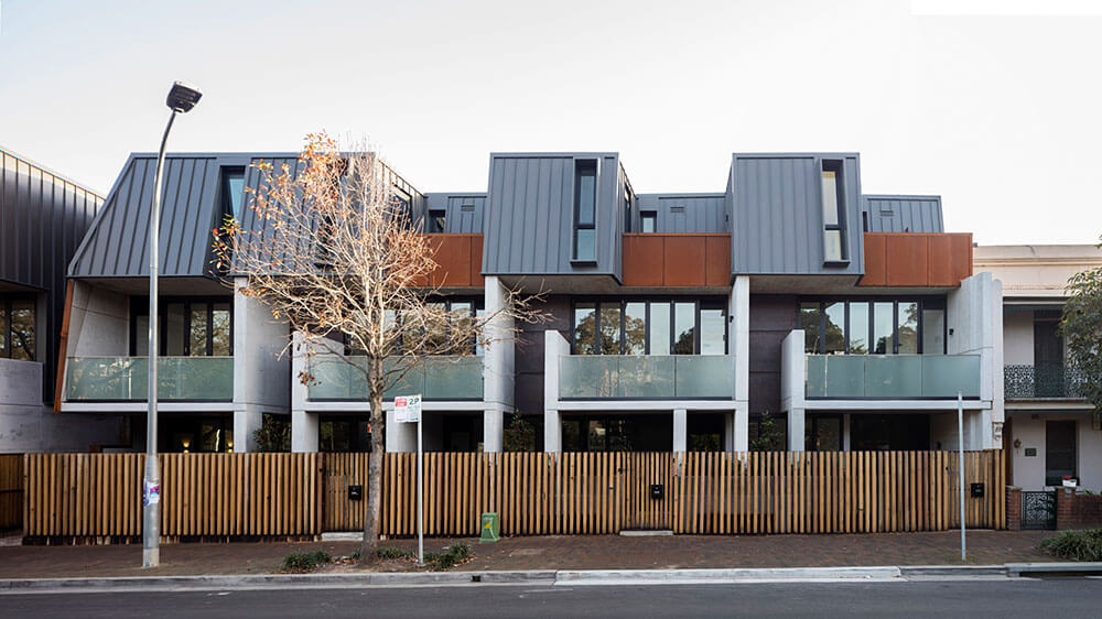 The Darlington Brickworks multi-residential project creates a sense of place by using a terrace form that reflects the building’s context. Credit: Bett Boardman. Source: Glyde Bautovich Architects and urban Designers