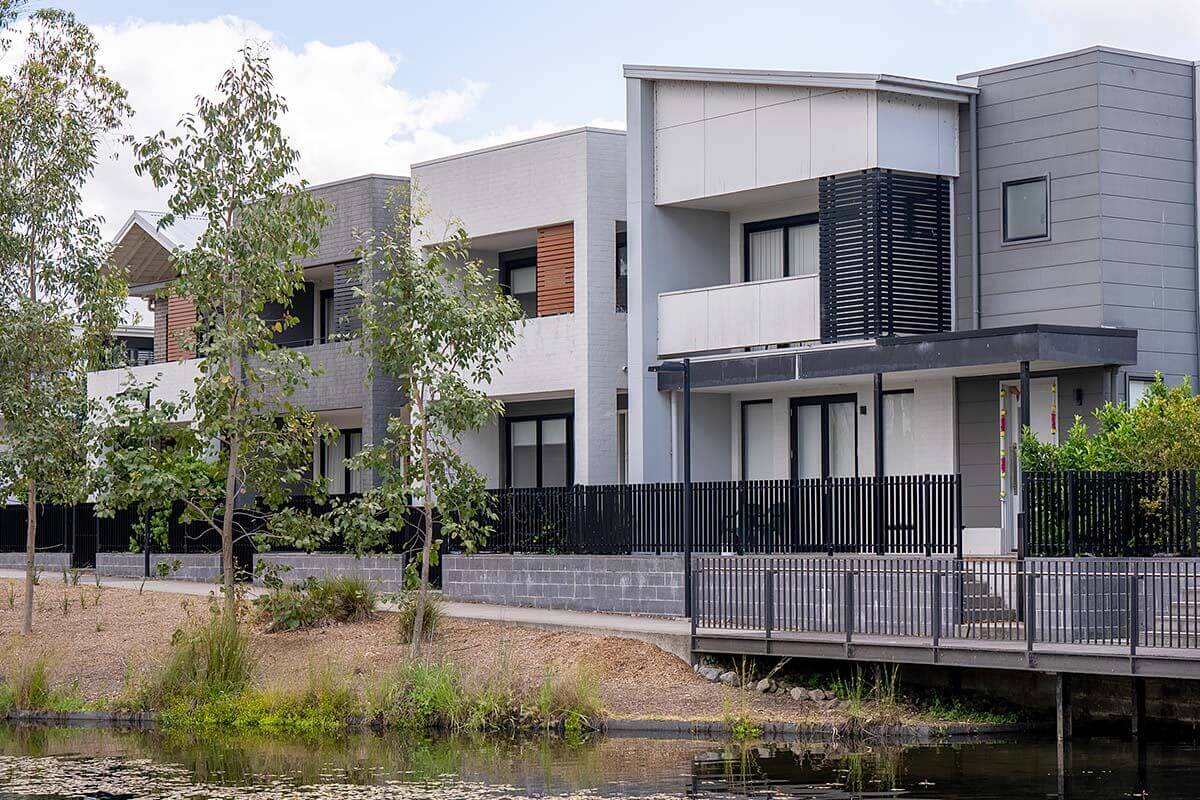 Dual occupancy housing with a view of a lake in Fairwater, NSW. Credit: NSW Department of Planning and Environment