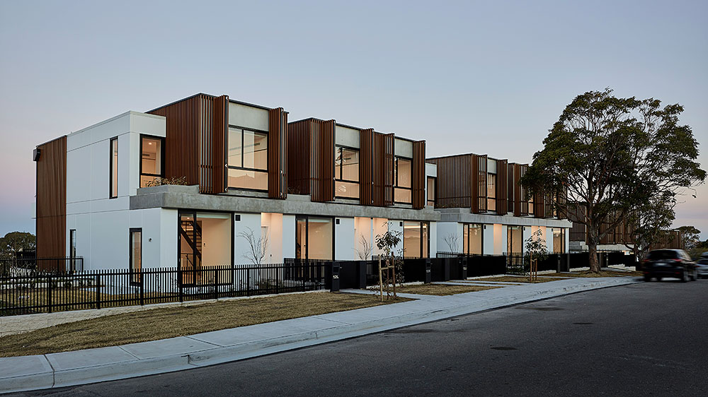 The Pavilions at Freshwater take a modern, urban approach to the typical beachside townhouse. Credit: Mark Syke. Source: nettletontribe