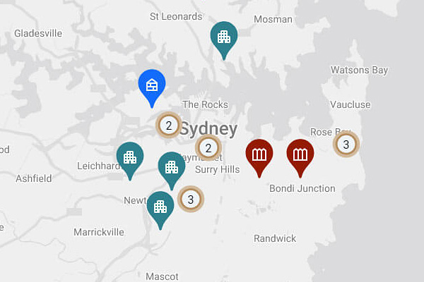 Screenshot of the Government Architect NSW housing map case study locations. Credit: NSW Department of Planning, Housing and Infrastructure