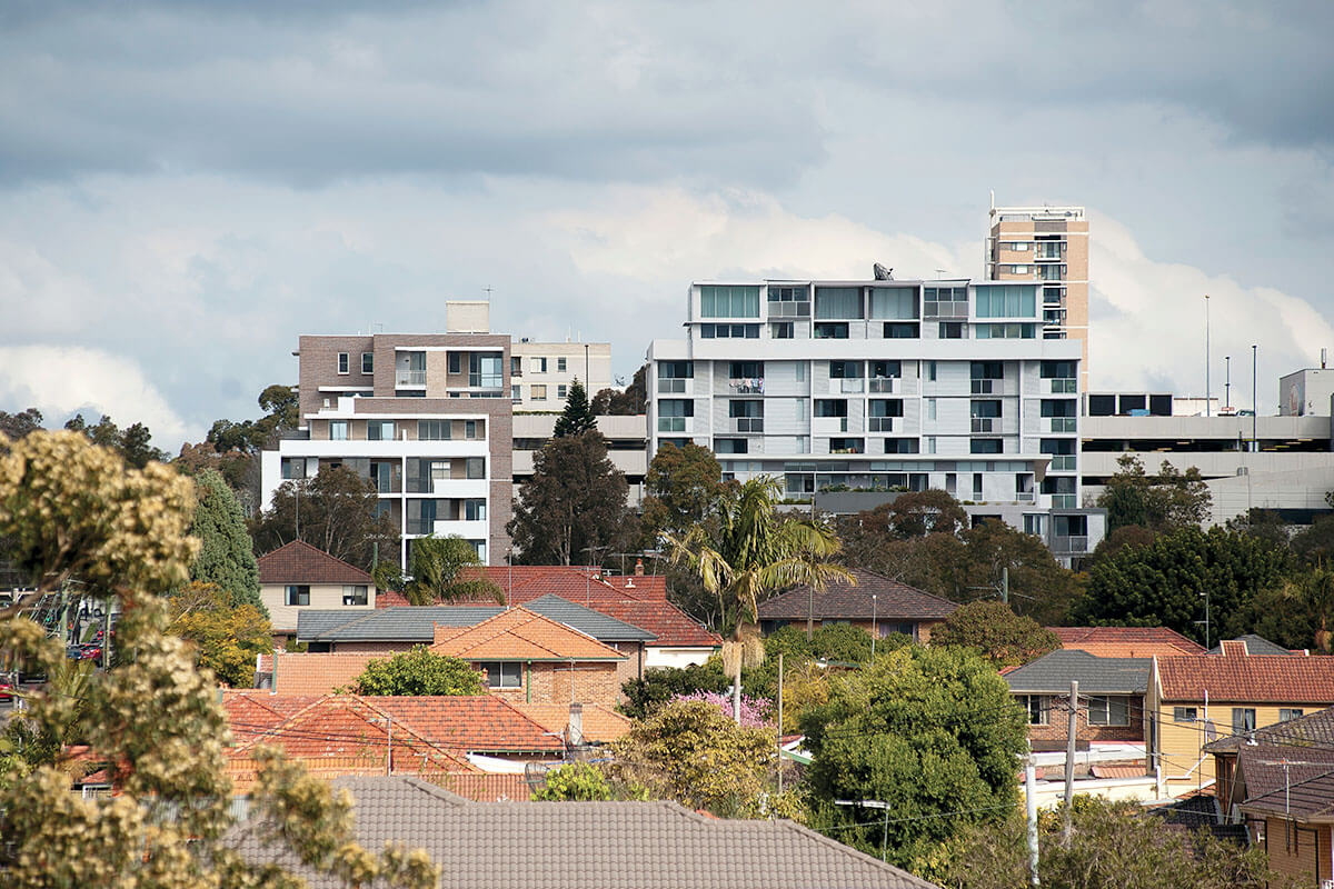 Housing on Burwood Road showing the contrast of old and new, Burwood NSW. Credit: NSW Department of Planning and Environment / Don Fuchs